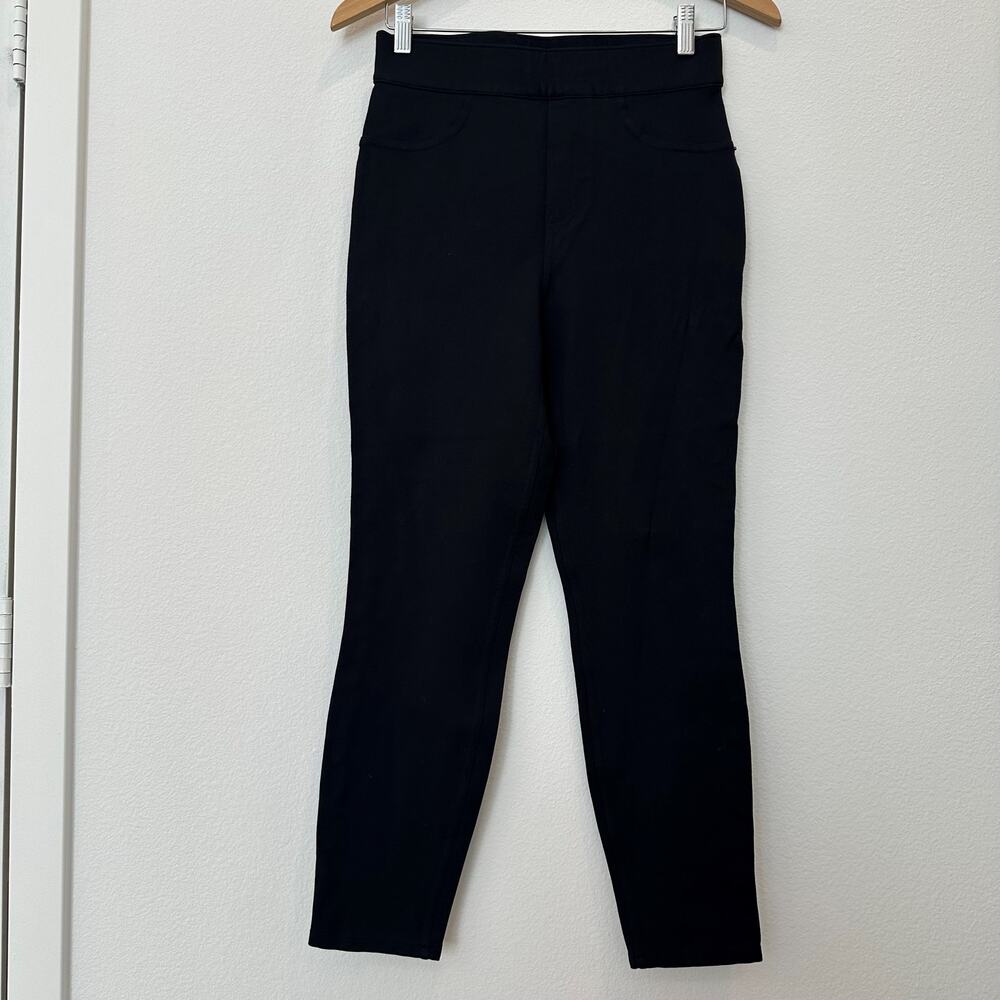 Spanx black elastic waist pull on skinny pants medium
